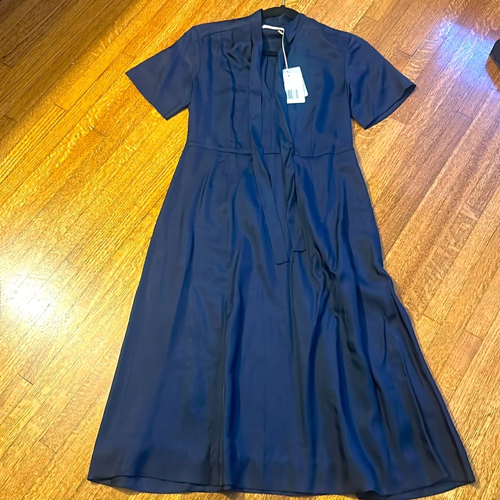 NWT Silk twill dress by Orla Kiely in navy